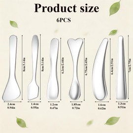 6 Pcs Face Mask Applicator Cosmetic Spatula Skincare Spatula Mini Stainless Steel Makeup Spatulas Cosmetic Spoon Beauty Spatulas Facial Massage Beauty Tools for Mixing Sampling Face Eye Cream