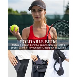 GADIEMKENSD Sports Sun Visor for Womens Men, UPF 50+ Golf Visor Folding Tennis Hat with Reflective Brim, Breathable Sun Hats for Running Pickleball Workout Travel Fluorescent Green