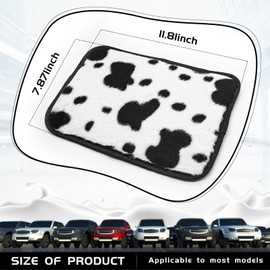 SuperKaKa Furry Cow Print Armrest Cover for Car, Plush Cute Center Console Pad Cars Interior Accessories for Women Men,Protector Fit Most Auto Vehicle, SUV, Truck Arm Rest Box(Black+White)