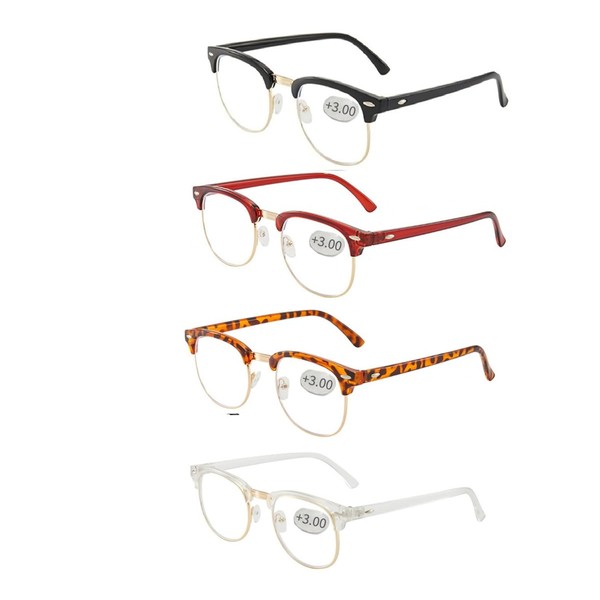Half frame Retro Semi Rimless Clear Lens Glasses Blue Blocking
