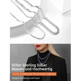 Prosilver Men’s Necklace, 925 Sterling Silver, Curb Chain, Minimalist Link Chain, Jewellery, for Boys and Men, 2.8 mm/5 mm Wide, Chain Length 46, 51, 55, 61, 66 and 71 cm, Customisable, Sterling Silver, No gemstone.