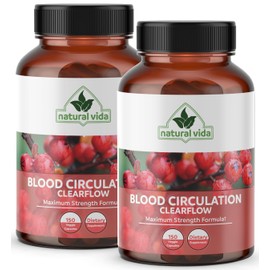 Natural Vida Blood Circulation 600mg Supplement - 300 Capsules - with Hawthorne, Ginger, Horse Chestnut, Butchers Broom, Cayenne, Diosmin