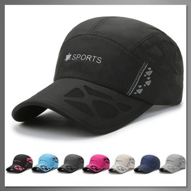 Buzz Selection CAP221 Mesh Cap, Hat, Sports Logo, Lightweight, Quick Drying, Sports, Running, Men's, Women's, Black