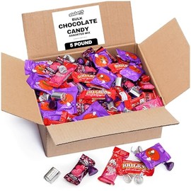 Bulk Assorted Chocolate Candy 5 Pound - Individually Wrapped Milk & Dark Chocolate Bars Variety Pack for Birthday Parties, Buffets, Office Snacks & Treats - Bulk Candies