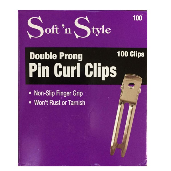 Soft 'n Style Boxed Double Prong Clips / 100 Count Box (100)