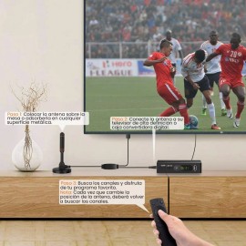 Antena de TV Digital 4K HD Para Interiores Con Amplificador de Señal