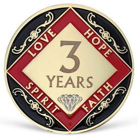 3 Year NA Medallion Three Year Recovery Chip for NA AA 12 Step Narcotics Anonymous Coin Anniversary Token Clean and Sober Gifts for Men Women Celebrating Sobriety and Addiction Recovery
