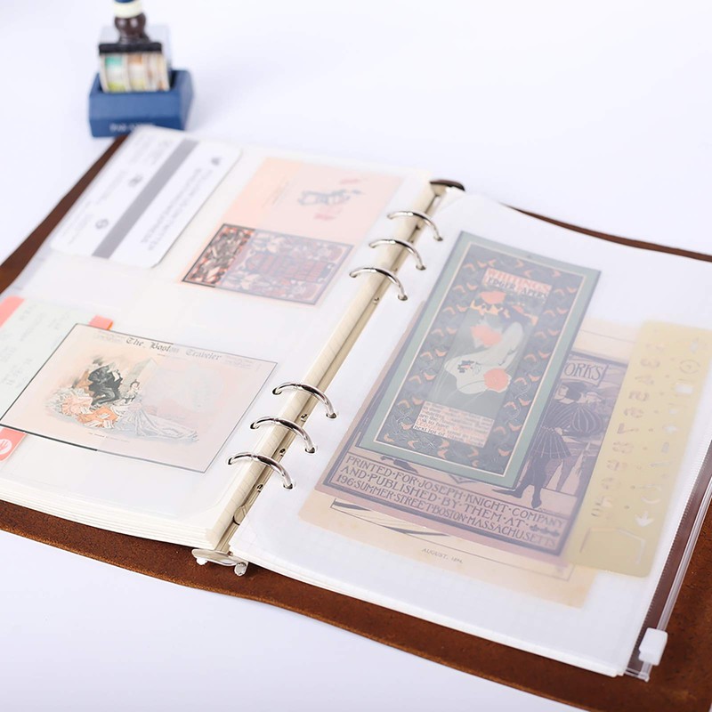 WUWEOT 50 Pack Binder Pockets A6 Size 6 Holes Zipper