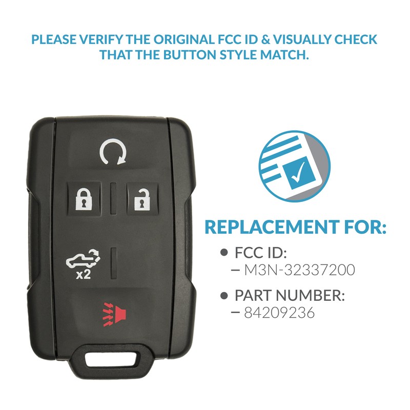 Keyless2Go Replacement for 5 Button Replacement Remote 433 Mhz for