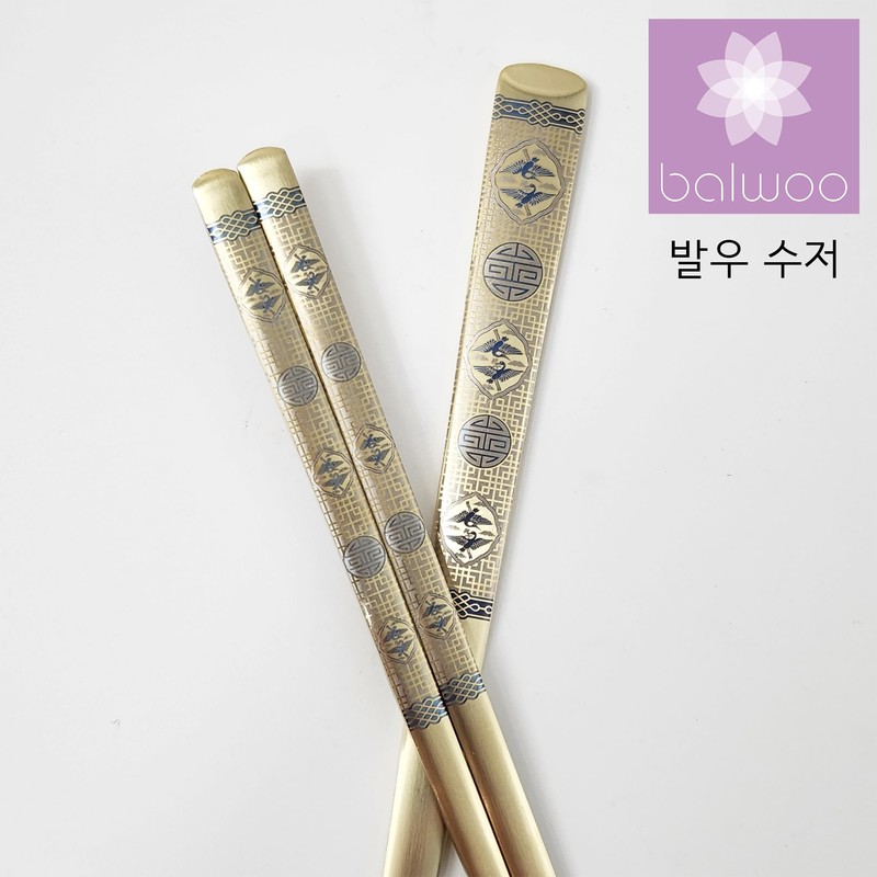 Flying Crane Pattern Design Korean Style Sticky Rice Spoon Chopsticks