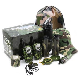 CEREM Kids Explorer Kit - 10-in-1 Nature Explore Set with Walkie Talkies, Binoculars, Compass, LED Flashlight - Outdoor Adventure Kit for Boys and Girls - Complete Camping Gear Bundle