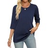 Womens Summer Tops 2024 Fashion 3/4 Sleeve Casual Blouse Navy