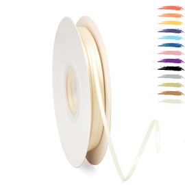 Cream White 3 mm Satin Ribbon 95 Metres, Polyester Ribbon, Beautify Your Crafts and Celebrations, Ideal for Gift Wrapping, Decorations, Wedding Car Ribbons, Ribbons for Crafts