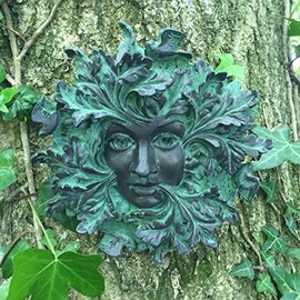 Fiesta Studios Green Spirit Dark Greenman Decorative Garden Wall Plaque. 13cm