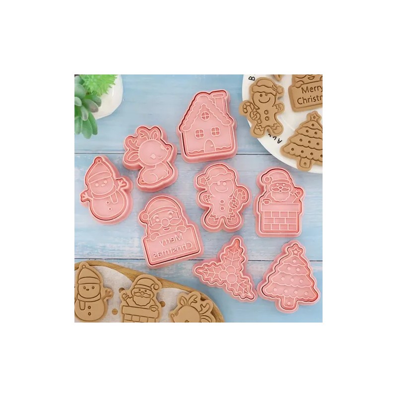 Kit 8 Pzs Cortadores De Galletas Navidad Moldes Repostería
