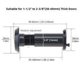 HOJLKLD Door Viewer Peephole, 200 Degree Peephole with 5/8" (16 mm) Drill Bit for 1-1/2" to 2-3/8" Doors, Security Front Door Viewer with Privacy Cover (Black)