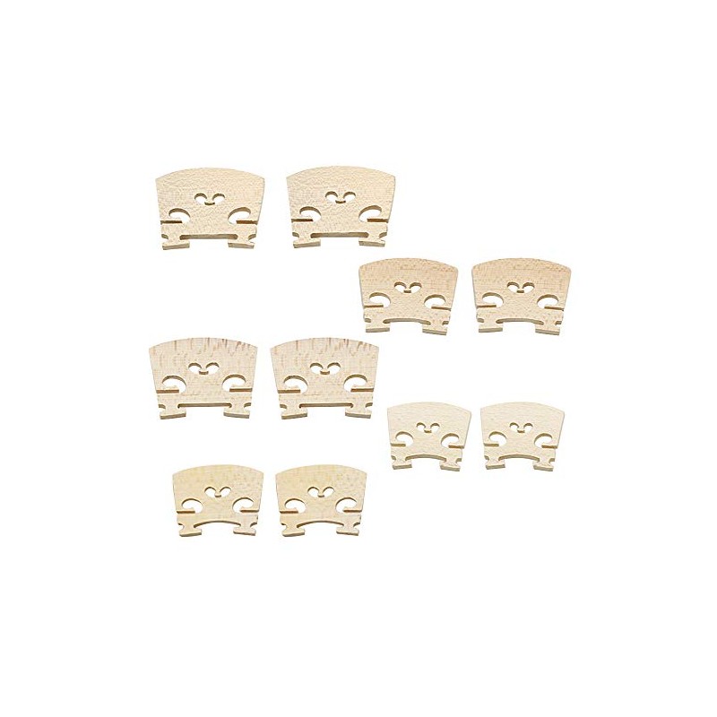 Hordion 10 Pcs 5 Sizes Maple Violin Bridge, 1/8, 1/4,