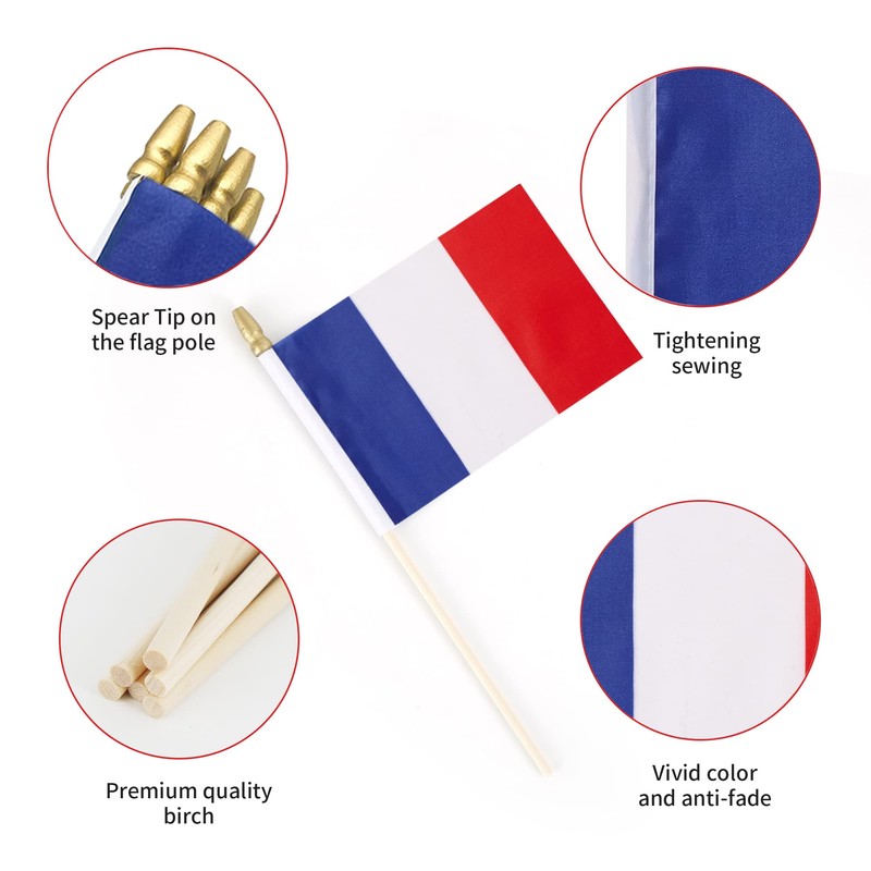 Lebei - Banderas pequeñas de mano con bandera francesa de