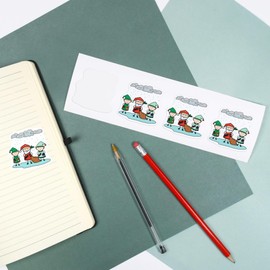 4 x Small 50mm 'Father Christmas and Elves with Presents' Permanent Sticker Decals for Cars/Windows/Bins/Walls etc (DW00127640)