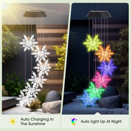 Roying Solar Snowflake Wind Chimes-Hanging Solar Lights for Outside,Color Changing Lights for Indoor and Outdoor Decor,Gift for Mom,Dad,Grandma,Friends and Birthday