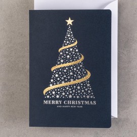 ART NUVO - Exclusive Christmas Cards - Set of 10 Identical Cards, 120 x 170 mm, Gold Plated and Embossed Christmas Motifs - Made from Decorative, Coloured Paper with Inserts and Envelopes