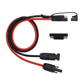 Ruikarhop 2ft/60cm Solar Conector to SAE Adapter 10AWG Cable + 2ft/60cm 10 AWG Solar Weatherproof SAE Socket Sidewall Port