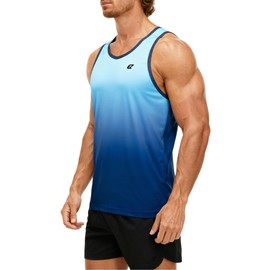 EZRUN Men's Tank Tops Quick Dry Workout Sleeveless Shirts for Bodybuilding Gym Jogging Running Fitness Training(Sapphire Gradient, M)