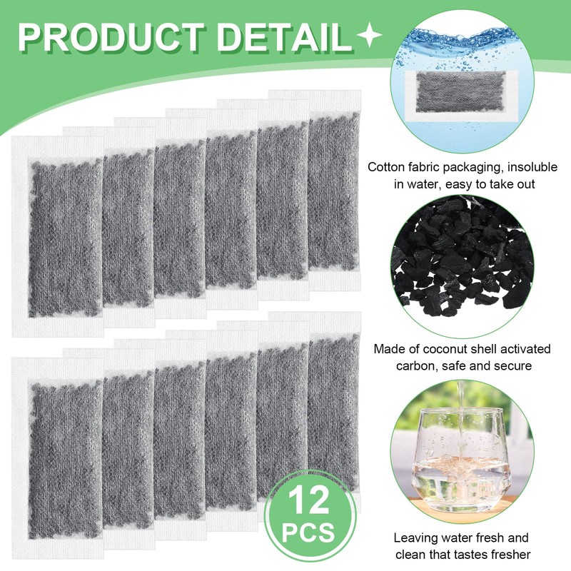 Lounsweer 12 Packs Replacement Activated Charcoal Distiller Filters Coconut Husk