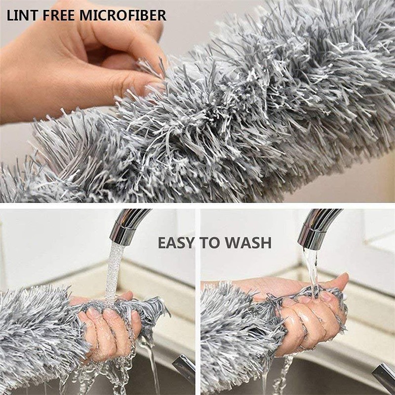 Microfiber Duster with Extension Pole with Bendable Head Extendable Duster