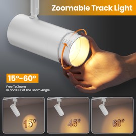 AIBISOD 10W Zoomable 5-Color LED Track Lighting Heads H Type Track Light Heads Dimmable White Track Lights 2700K 3000k 4000k 5000k 6000K Adjustable, Bright Track Light Ceiling Fixtures 15°-60° 4 Pack