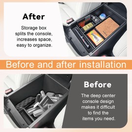 TACORBO Center Console Tray for 2025 Nissan Murano – OEM Fit Armrest Secondary Storage Box – The All-New 2025 Murano Interior Organizer Tray with Black Trim – ABS Material with Rubber Cushion