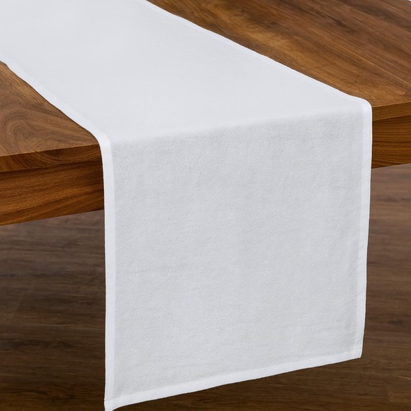 White Runner for Table 70 Inches Long, Polyester Cotton Table