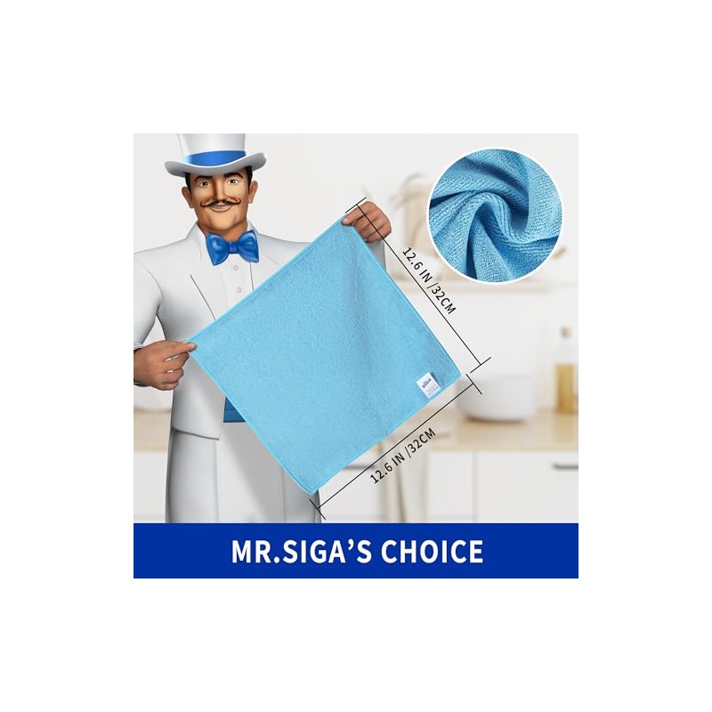 MR.SIGA Paños Microfibra Multiusos, Paquete de 15 | Paños microfibra