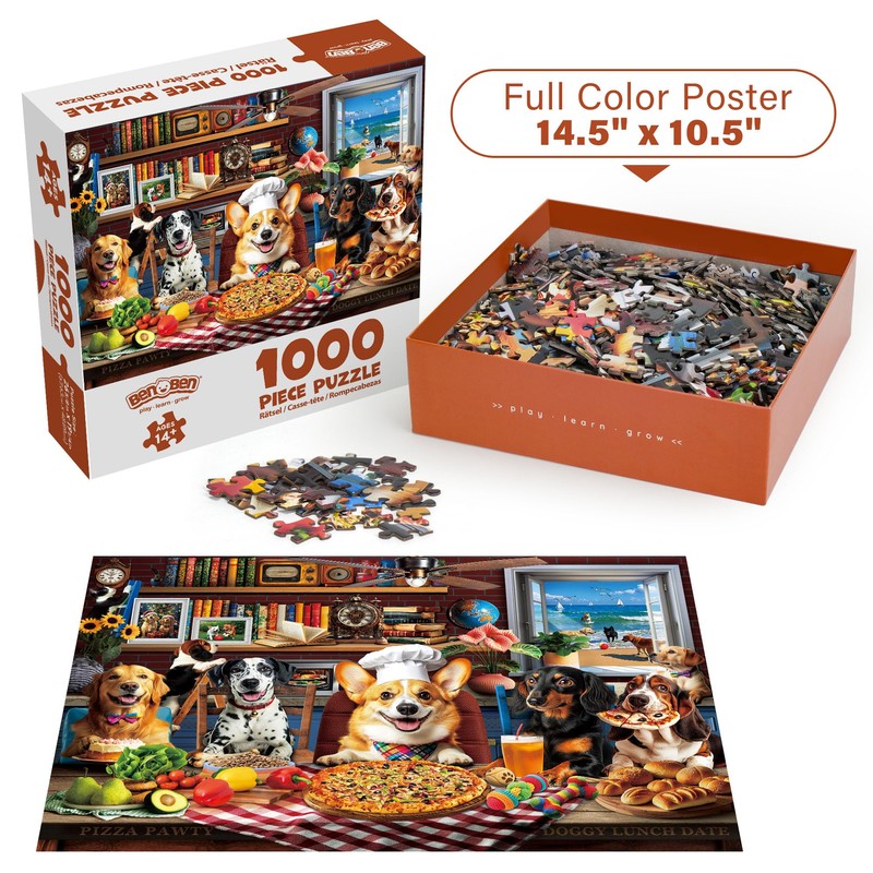 BenBen Puzzles for Adults 1000 Pieces, Dogs' Dinner Party, Dog