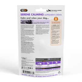 VETIQ Serene Calming Supplement Chews for Dogs and Puppies, Tablet Strength Bite-sized Chew Supplements Help Reduce Stress, Separation issues & Hyperactivity. Calms without Sedation 230 g (Pack of 1)