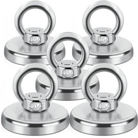 Pack of 5 Magnet Strong Neodymium Magnets Extra Strong Magnetic Fishing, 42 mm Super Strong Fishing Magnet with Hole for Home, Workshop, Pond Recovery, for Magnetic Fishing in Lakes, Lawn, Ocean