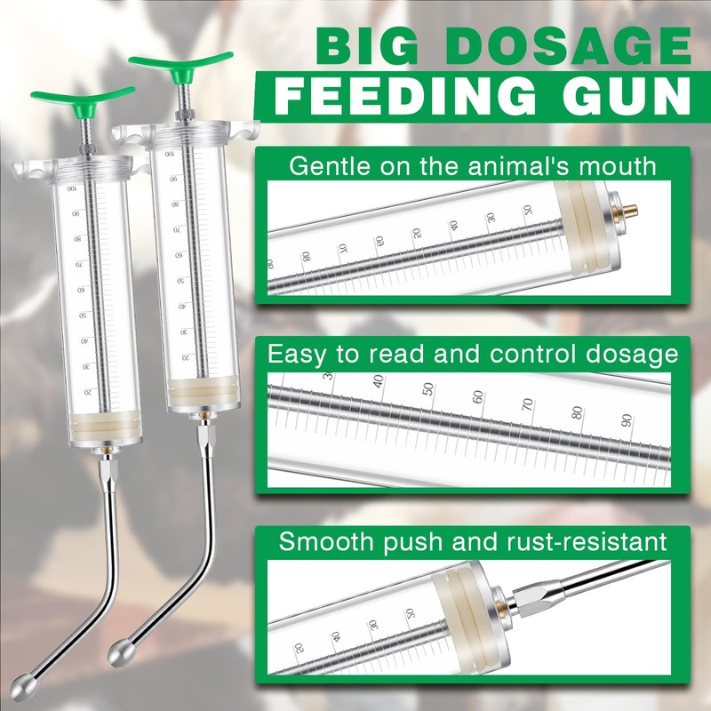 Threlaco 100ml 2 Pcs Drench Gun for Goats, Sheep &