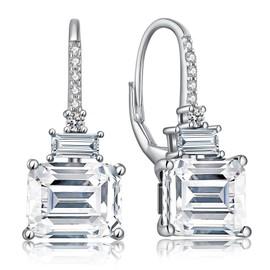 Dangle Drop Earrings Dangle Earrings Leverback Earrings Suqare Earrings for Women Sterling Silver Dangle Earrings White Drop Earrings Luxury Lever Back Earring