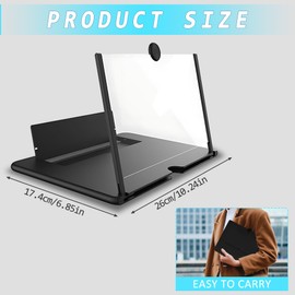 1PCS Phone Screen Magnifier Black Screen Magnifier for Smartphone 12 Inch Ultra Clear Phone Magnifier Screen with Folding Stand Holder for Movie Video Game Enlarger 3D Movies Phone Projector