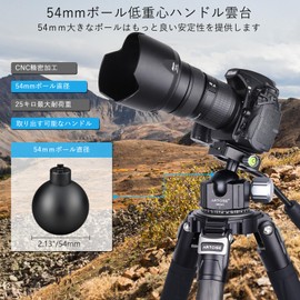 ARTCISE 54mm Low Center of Gravity CNC Machined Aluminum 360 Degree Rotation Panoramic Pan Arca-Swiss Compatible Quick Shoe Tripod Head Freedom Head for DSLR Camcorder Max Load Capacity 25kg