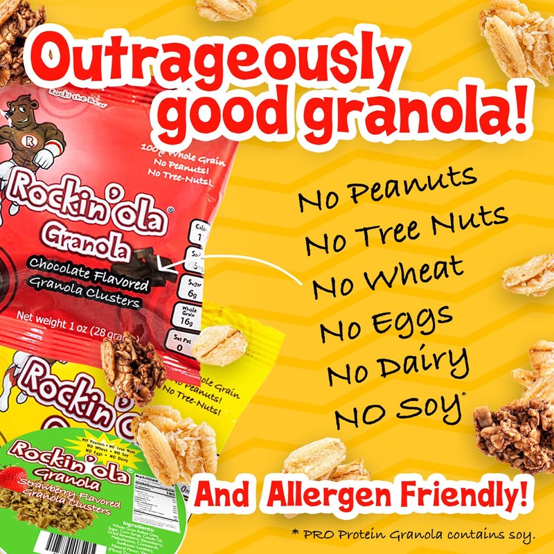 Rockin'Ola Granola Clusters, Quick Breakfast Snack, Allergen Free, No Artificial