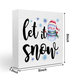 Let It Snow Sign Winter Decorations for Home Office Funny Snowman Sign Snowflake Decor Winter Sign Winter Home Decor Farm House Decorations for Home Desk Decor Gift