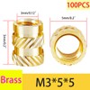 Qrity 100 Pcs Brass Knurled Nut, M3 Threaded Inserts, 3D