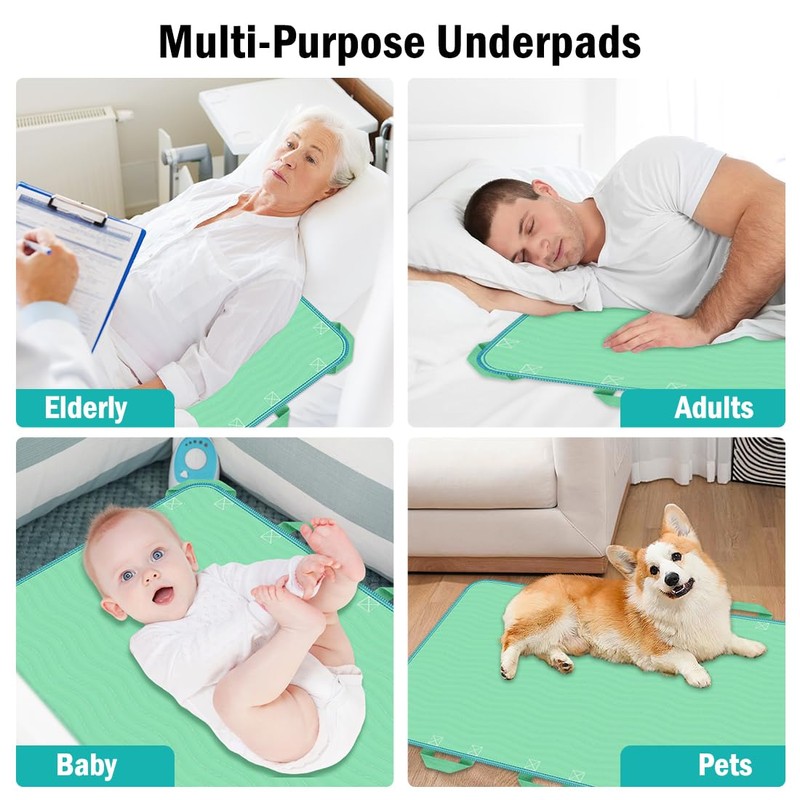 i COVER 34"x52" Positioning Bed Pad with Reinforced Handles, 2