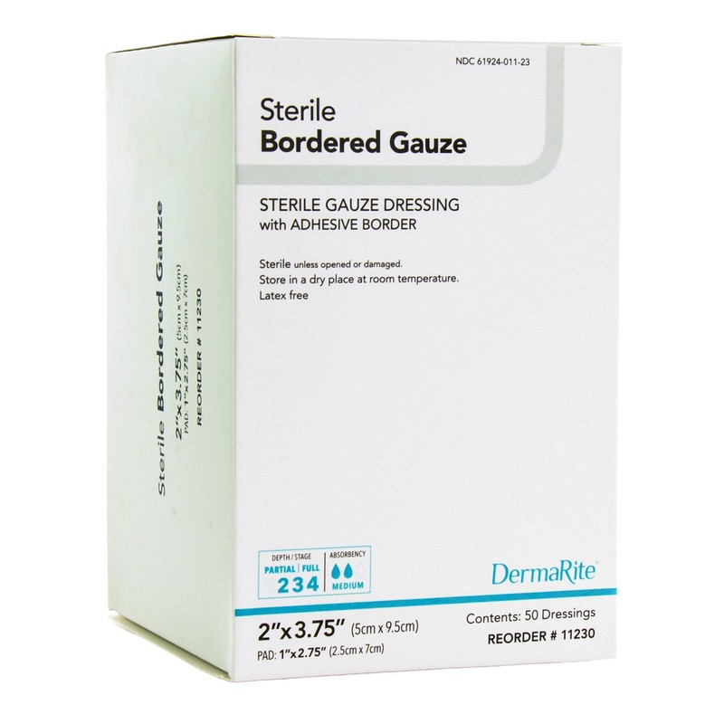 DermaRite's Sterile Bordered Gauze Dressing with Adhesive Border - Flexible