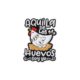 Cute Hen Chicken Egg Brooch Enamel Pin for Women Novelty Cartoon Farm Animal Lapel Pins Funny Creative "Aqui La De Los Huevos Soy Yo" Letters Brooches Jewlery Hat Backpack Badge Bag Jacket Clothing
