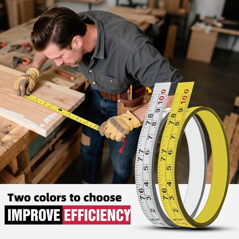 Mdkave Adhesive Tape Measure Metal,Stick On Tape Measure,Self Stick Measuring