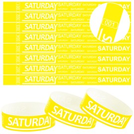 Henoyso 600 Pcs Saturday Paper Wristbands Event Paper Bracelets Numbered Waterproof Party Wristbands for Events Day of The Week(Yellow)