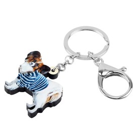 WEVENI Acrylic Papillon Dog Keyring Accessories for Women Girls Handbag Car Wallet Charms, blue