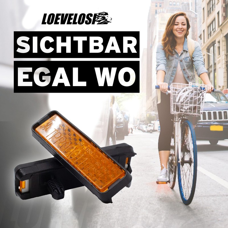 LOEVELOSI 4 x Orange Pedal Reflectors Set, StVZO-approved, Easy Assembly,